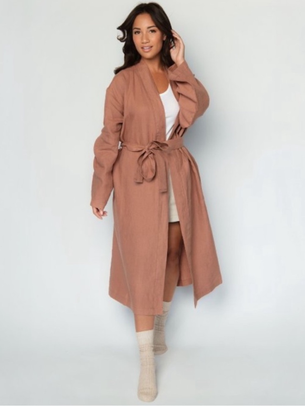 Parachute 100% Linen Robe Clay Size XL